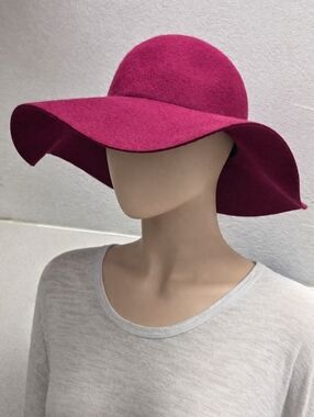 Dark Raspberry Wool Wide Brim Floppy Hat Elegant Classic Style